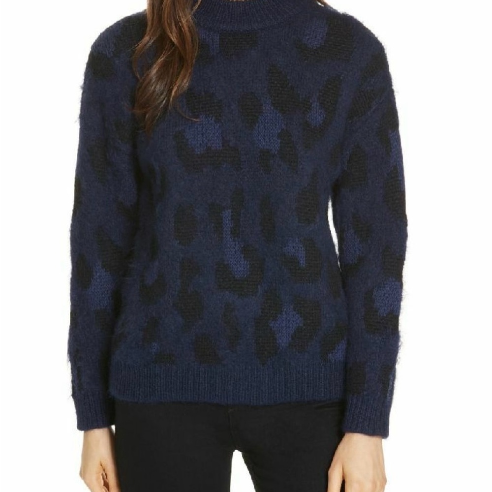 kate spade Blue and Black Leopard Patterned Sweater